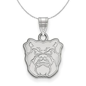 Sterling Silver Butler U Small Bulldog Necklace - 24 Inch